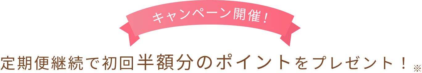キャンペーン開催! 定期便継続で初回半額分のポイントをプレゼント!※