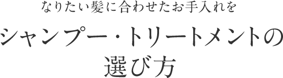 なりたい髪に合わせたお手入れを シャンプー・トリートメントの選び方