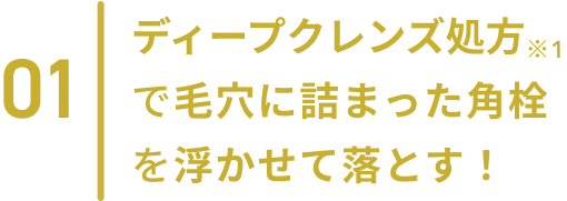01  ディープクレンズ処方※1で毛穴に詰まった角栓を浮かせて落とす！
