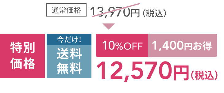 通常価格13,970円（税込）  特別価格  今だけ!10%OFF  1,400円お得  送料無料  12,570円（税込）