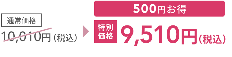 通常価格 10,010円（税込）  500円お得  特別価格 9,510円（税込）