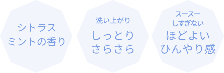 シトラスミントの香り  洗い上がり しっとりさらさら  スースーしすぎない ほどよいひんやり感