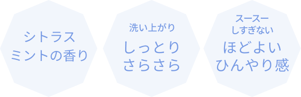 シトラスミントの香り  洗い上がり しっとりさらさら  スースーしすぎない ほどよいひんやり感