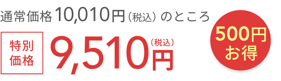 通常価格 10,010円（税込）のところ特別価格9,510円（税込）  500円お得