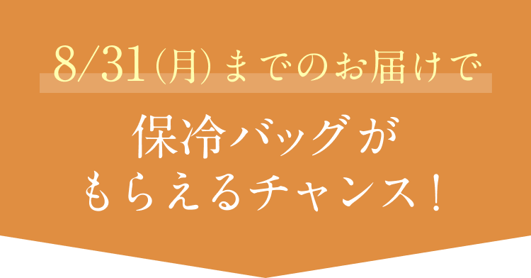 8/31(月)までのお届けで保冷バッグがもらえるチャンス!