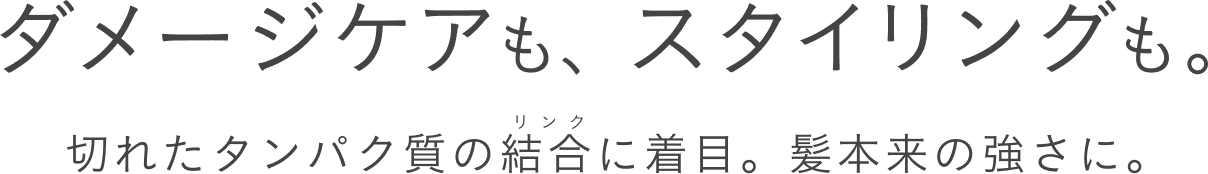 ダメージケアも、スタイリングも。  切れたタンパク質の結合に着目。髪本来の強さに。