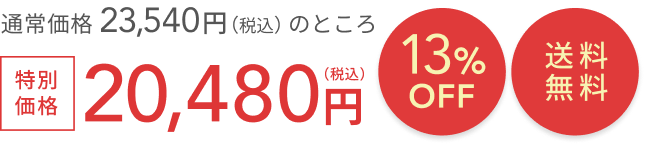 通常価格 23,540円（税込）のところ  13%OFF  送料無料  特別価格20,480円（税込）
