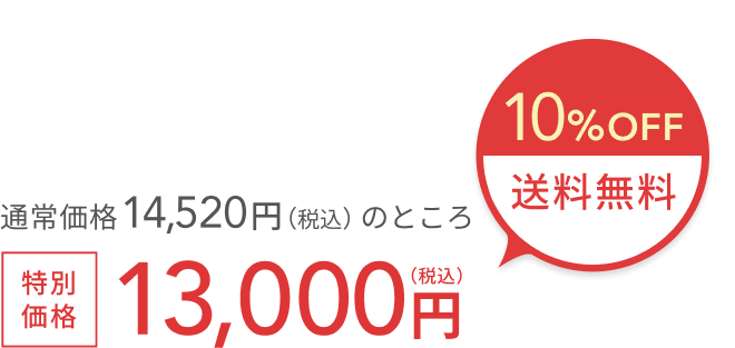 通常価格 14,520円（税込）のところ 10%OFF + 送料無料  特別価格13,000円（税込）