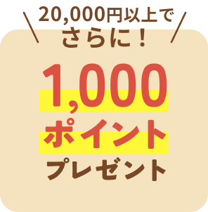 20,000円以上でさらに!1,000ポイントプレゼント