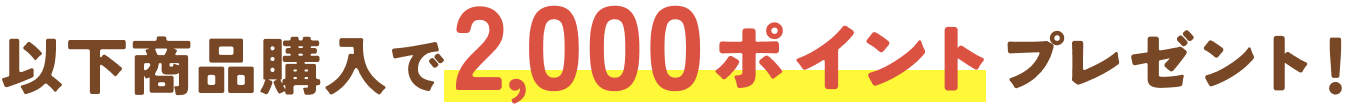 以下商品購入で2,000ポイントプレゼント！