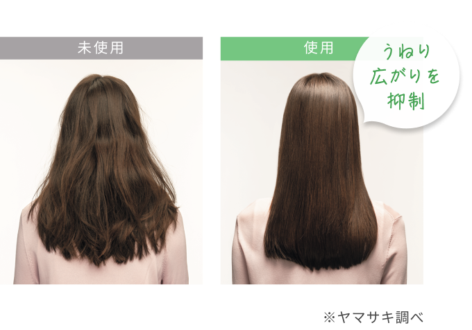 未使用  使用  うねり広がりを抑制  ※ヤマサキ調べ