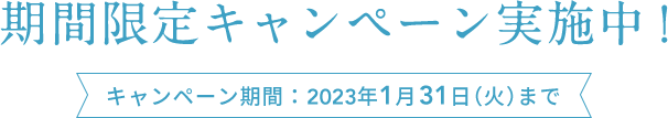 期間限定キャンペーン実施中！  キャンペーン期間：2023年1月31日（火）まで