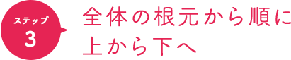 ポイント3 全体の根元から順に上から下へ