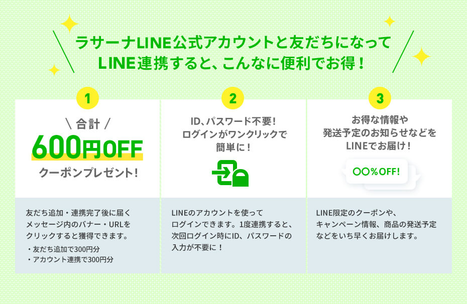 ラサーナLINE公式アカウントと友だちになってLINE連携すると、こんなに便利でお得！