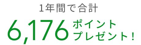 1年間で合計4,476ポイントプレゼント!