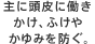 主に頭皮に働きかけ、 ふけやかゆみを防ぐ。