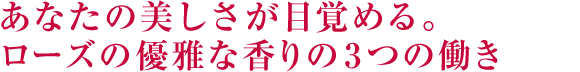 あなたの美しさが目覚める。ローズの優雅な香り。