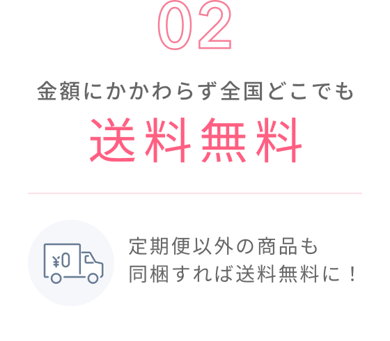 02 金額にかかわらず全国どこでも送料無料 定期便以外の商品も同梱すれば送料無料に!