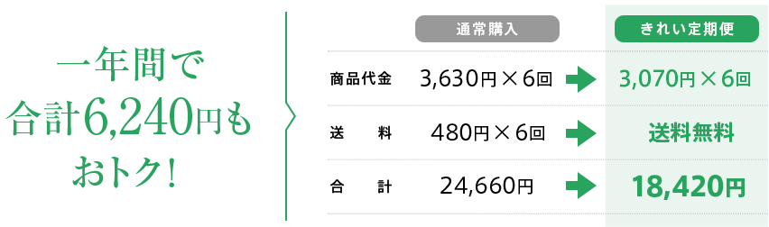 一年間で合計6,240円もおトク！