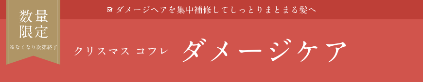 数量限定  ※なくなり次第終了  ダメージヘアを集中補修してしっとりまとまる髪へ  クリスマス コフレ