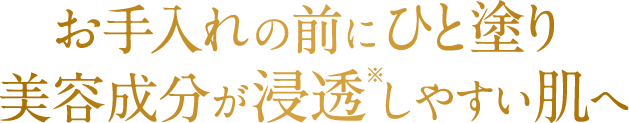 お手入れの前にひと塗り美容成分が浸透※しやすい肌へ