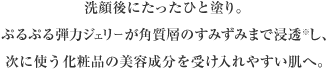 洗顔後にたったひと塗り。ぷるぷる弾力ジェリーが角質層のすみずみまで浸透※し、次に使う化粧品の美容成分を受け入れやすい肌へ。