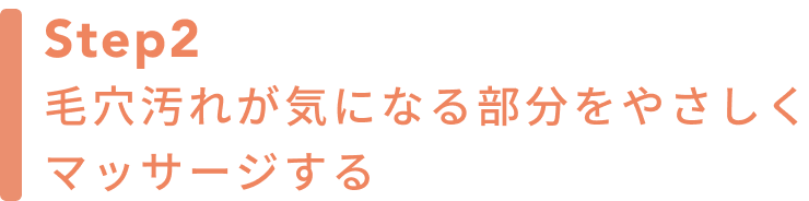 Step2 毛穴汚れが気になる部分をやさしくマッサージする