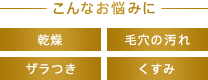 こんなお悩みに 乾燥 毛穴の汚れ ザラつき くすみ