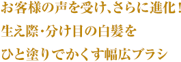 お客様の声を受け、さらに進化！生え際・分け目の白髪をひと塗りでかくす幅広ブラシ