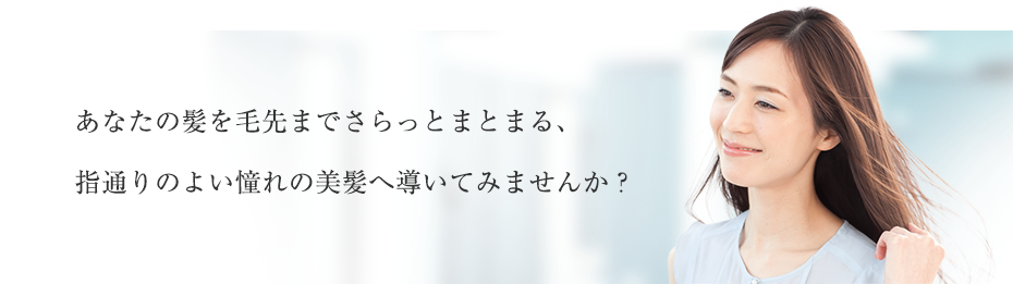 あなたの髪を毛先までさらっとまとまる、指通りのよい憧れの美髪へ導いてみませんか？