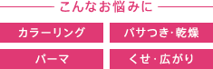 こんなお悩みに カラーリング パサつき・乾燥 パーマ くせ・広がり