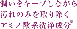 潤いをキープしながら汚れのみを取り除くアミノ酸系洗浄成分※