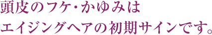 頭皮のフケ・かゆみはエイジングヘアの初期サインです。