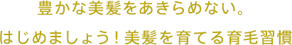 豊かな美髪をあきらめない。 はじめましょう！美髪を育てる育毛習慣