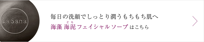 毎日の洗顔でしっとり潤うもちもち肌へ海藻 海泥（どろ） フェイシャルソープ はこちら