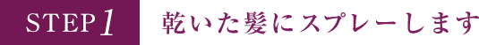 STEP1 乾いた髪にスプレーします