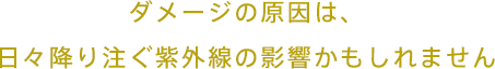 ダメージの原因は、日々降り注ぐ紫外線の影響かもしれません