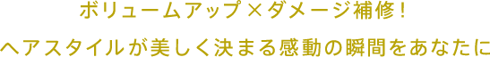 ボリュームアップ×ダメージ補修！ヘアスタイルが美しく決まる感動の瞬間をあなたに