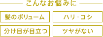 こんなお悩みに 髪のボリューム ハリ・コシ 分け目が目立つ ツヤがない