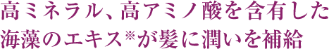 高ミネラル、高アミノ酸を含有した海藻エキスが髪に潤いを補給