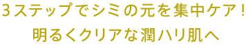 3ステップでシミの元を集中ケア！ 明るくクリアな潤ハリ肌へ