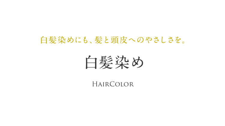 白髪染めにも、髪と頭皮へのやさしさを。 白髪染め HAIRCOLOR