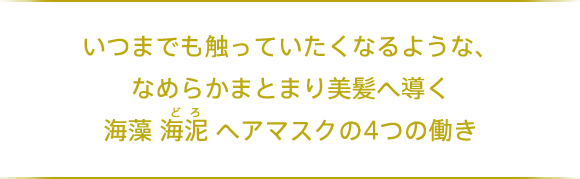 いつまでも触っていたくなるような、なめらかまとまり美髪へ導く 海藻 海泥（どろ） ヘアマスクの4つの働き