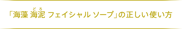 「海藻 海泥 フェイシャル ソープ」の正しい使い方