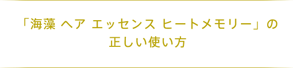 「海藻 ヘアエッセンス ヒートメモリー」の正しい使い方