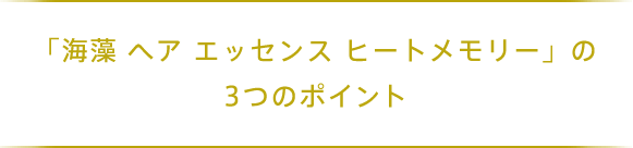 「海藻 ヘア エッセンス ヒートメモリー」の3つのポイント