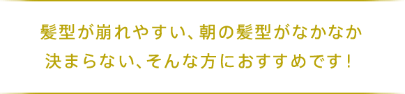 髪型が崩れやすい、朝の髪型となかなか決まらない、そんな方におすすめです！