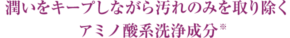 潤いをキープしながら汚れのみを取り除くアミノ酸系洗浄成分（※）