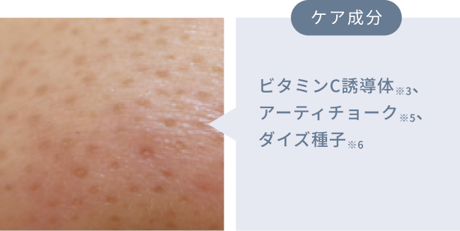 ケア成分  ビタミンC誘導体※3、アーティチョーク※5、ダイズ種子※6