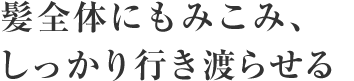 髪全体にもみこみ、しっかり行き渡らせる